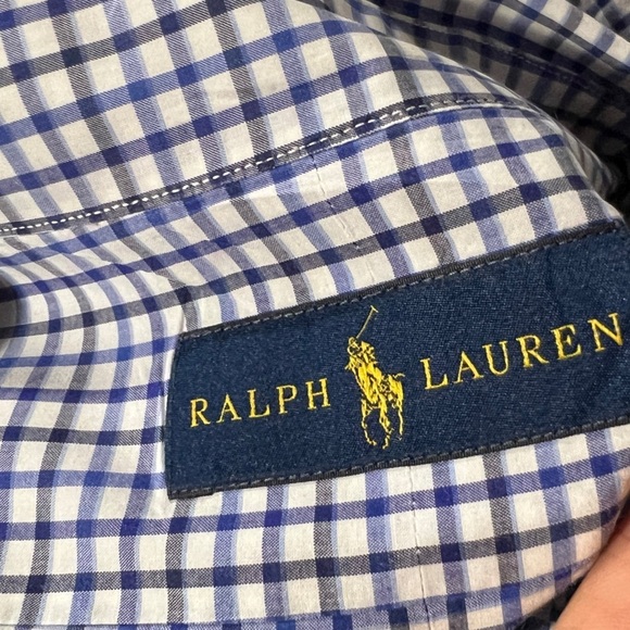 Ralph Lauren Blue Shirt Checkered Long Sleeve Button Down Shirt - Picture 7 of 8
